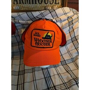 Jack Daniels Wyooter Hooter Orange Snapback Hat With‎ Earflaps Made In USA Cap
